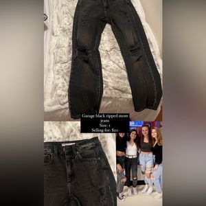 Garage black ripped mom jeans